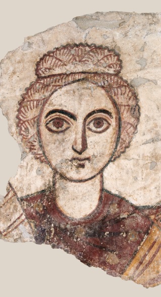 Ilustracja: malowidło ścienne – Archanioł Michał, fragment, Faras (Sudan), IX w. fot. MNW